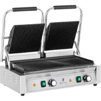Royal Catering Dubbele contactgrill - 3.600 W - geribbeld -