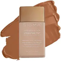 Sigma Beauty Skin Perfector - Hydraterende huidtintbasis voor lichtgewicht opbouwbare dekking met hyaluronzuur-niacinamideserum en meer (5 donker