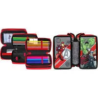 Scooli - Avengers Schooletui 3-Laags met Inhoud - Kunststof - Multicolor -
