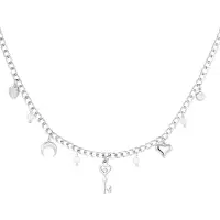 Yehwang Key to My Heart ketting zilverkleurig- Sleutel hanger - Roestvrij staal - 39 cm