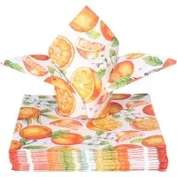 Ambiente Tafel diner servetten - Fruit Sinaasappels thema - 40x stuks - 33 x 33 cm - Zomer/Gezondheid/Cocktails