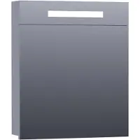 Brauer Promise Spiegelkast 59x70cm MDF 1 Deur Met Directe LED Verlichting Boven - Rechtsdraaiend - Mat Grijs - Spiegels, Spiegelkasten - 8720359341693
