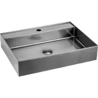 Sapho Aurum RVS wandhangwastafel, 55x42cm, inclusief afvoer, RVS mat