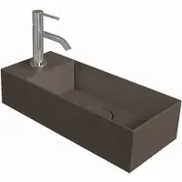 Salenzi Fontein Spy 45x20 cm Mat Donkerbruin Kraangat Rechts (inclusief bijpassende waste)