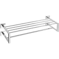 Sapho Dubbele Handdoekhouder X-Square Hangend met Plankopslag 62 cm Chroom