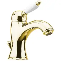 Sapho Wastafelmengkraan kirke wit retro 1-hendel gebogen 18.2 cm goud