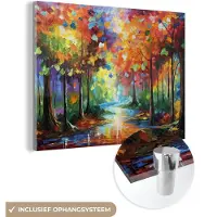 MuchoWow Glasschilderij 160x120 cm - Schilderij acrylglas - Landschap - Bos - Kleuren - Natuur - Foto op glas - Muurdecoratie woonkamer - Wanddecoratie slaapkamer - Schilderijen