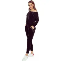 Eldar Felicity - Stijlvol viscose trainingspak met elegante gouden accenten - gemaakt in Europa - hoogwaardig huispak - Lange Mouw Broek - zwart S/M