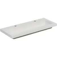 Saqu Slimline Square 2.0 wastafelblad met 2 kraangaten 100x40cm Wit