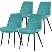 ML-Design Eetkamerstoel set van 4 petrol met fluwelen bekleding en stalen poten Keukenstoel met rugleuning ML design