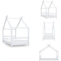 vidaXL Kinderbedframe - Kinderbedframes - Bed - Bedden - Kinderbedframe massief grenenhout wit 80x160 cm
