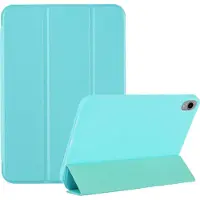 Ntech Tablet Hoes geschikt voor iPad Mini 7 (A17 Pro 2024) hoes Mint Groen soft Silicone smart cover - Trifold Hoes geschikt voor iPad Mini 2024 / Mini 6 hoes Triold Bookcase