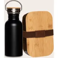 Retulp Cadeau Set - Waterfles - Lunchbox - Waterflessen - Drinkfles - 500 ml - RVS - 2 Stuks - Zwart