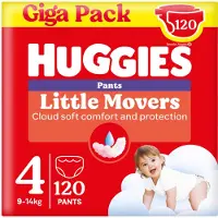 Huggies Little Movers baby luierbroekjes, Maat 4 (9 tot 14 kg), 120 luierbroekjes met Disney designs, Giga pack