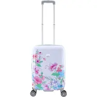 Elle Harde Handbagage Koffer |Trolley | Reiskoffer 55x35x25 cm ? Bouquet - Wit - Wit / Small