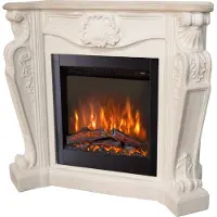 Xaralyn Elektrische kachel - Louis ELE-W - wit, natuursteenlook - 1500 Watt verwarming - met afstandsbediening - inclusief schoorsteenmantel en inbouwkachel - decoratieve kachel