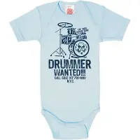Logoshirt Rompertje/body 'Drummer Wanted-Print' navy / mintgroen