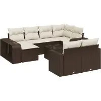 vidaXL 11-delige Loungeset met kussens poly rattan bruin