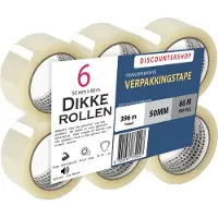 Discountershop Verpakkingstape Transparant 50mm x 66m - 6 Rollen Sterk Plakband - Low Noise PP Tape