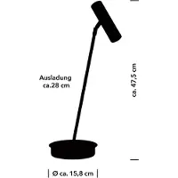 HELL LED-tafellamp Tom Pro, dimbaar, zwart, Woon-/ Eetkamer, metaal, Modern, LED tafellamp