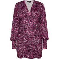Faina Jurk lichtgrijs / fuchsia / zwart