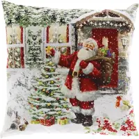 Unique living Kerstkussen Filip Wit / Groen 45 X 45 X 10 Cm