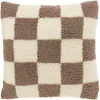 Unique living Sierkussen Check Wit / Taupe 53 X 53 Cm