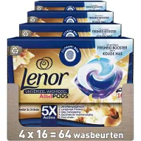 Lenor 4x Lenor Wasmiddel All-in-1 Pods Gouden Orchidee 16 Stuks