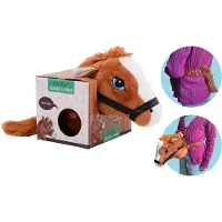 Johntoy John Toy Paard Met Elastieken Band Bruin bruin Pluche Stokpaard