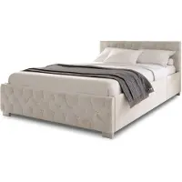 Juskys Bedframe 2-Persoons - 180 x 200 cm - Max. 250 kg - LED Verlichting & opslagruimte - Beige