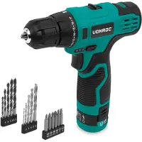 Vonroc Accuboormachine 12V | Incl. Accu, usb-c kabel en 16-delige boor- en bitset