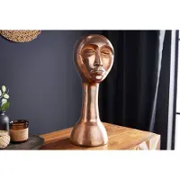 Invicta Handgemaakte vaas FACE 50cm koperlook antiek aluminium abstract - 42722