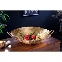 Invicta Handgemaakte decoratieve kom ORIENT 55cm goudkleurig metaal gehamerd ontwerp - 42237