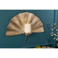Invicta Decoratieve kandelaar GINKGO 44cm zilver handgemaakt metalen theelichtje voor aan de muur - 41782