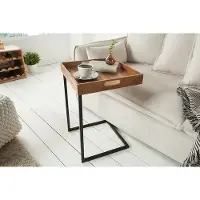 Invicta Design bijzettafel CIANO 40cm massief acaciahout zwarte dienbladtafel - 39518