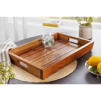 Invicta Decoratief dienblad MAKASSAR 45 cm massief houten serveerplank met sheeshamsteenafwerking - 41120
