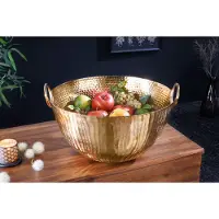 Invicta Handgemaakte decoratieve kom ORIENT 40cm goudkleurig metaal gehamerd ontwerp - 42239