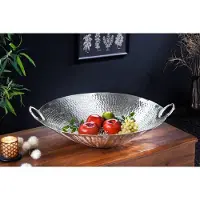 Invicta Handgemaakte decoratieve kom ORIENT 55cm zilverkleurig metaal gehamerd ontwerp - 42236