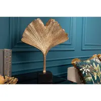 Invicta Decoratief beeld GINKGO LEAF 44cm goud handgemaakt metaal met marmeren voet - 41785