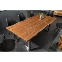 Invicta Massief houten eettafel MAMMUT NATURE 180cm acacia roestvrijstalen boomrand 3,5cm tafelblad - 39999