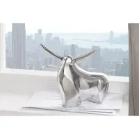 Invicta Moderne sculptuur BIG BULL zilveren aluminium decoratie stierfiguur presse-papier - 8535