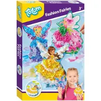 Totum Fashion Fairies - dress me up popjes elfjes versieren met lurex glansstof knutselen - knutselpakket fee prinses mode speelgoed meisje vanaf 4 jaar