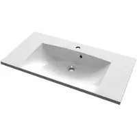 Sapho Maria mineraal marmer wastafel 90x46cm wit 1 kraangat