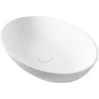 Hak Waskom thin ovaal 60x40x14.5 cm solid surface mat wit