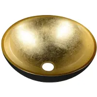Sapho Murano Glazen waskom, Ø40cm, zwart/goud