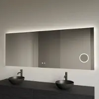 Gliss Design Spiegel Lumin Rechthoekig 180 x 70 cm Incl. Spiegelverwarming, Scheerspiegel en Indirect LED-verlichting Rondom