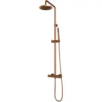 Brauer Copper Edition opbouw regendoucheset met staafhanddouche en hoofddouche 20cm koper geborsteld PVD