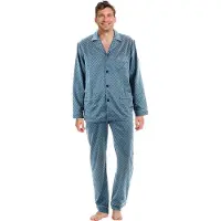 Robson Satijnen doorknoop herenpyjama blauw | Maat 48