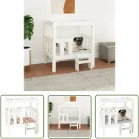 The Living Store Living Store hondenbed, wit, 65,5 x 43 x 70 cm, massief grenenhout