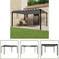 The Living Store De Living Store paviljoen met lamellendak, afmetingen 3x4 meter, in de kleur antraciet, met stoffen en aluminium constructie